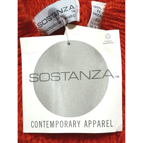 Vintage Sostanza Sweater Womens Size M Pumpkin Orange Pullover NOS Oversized 80s - Picture 7 of 11